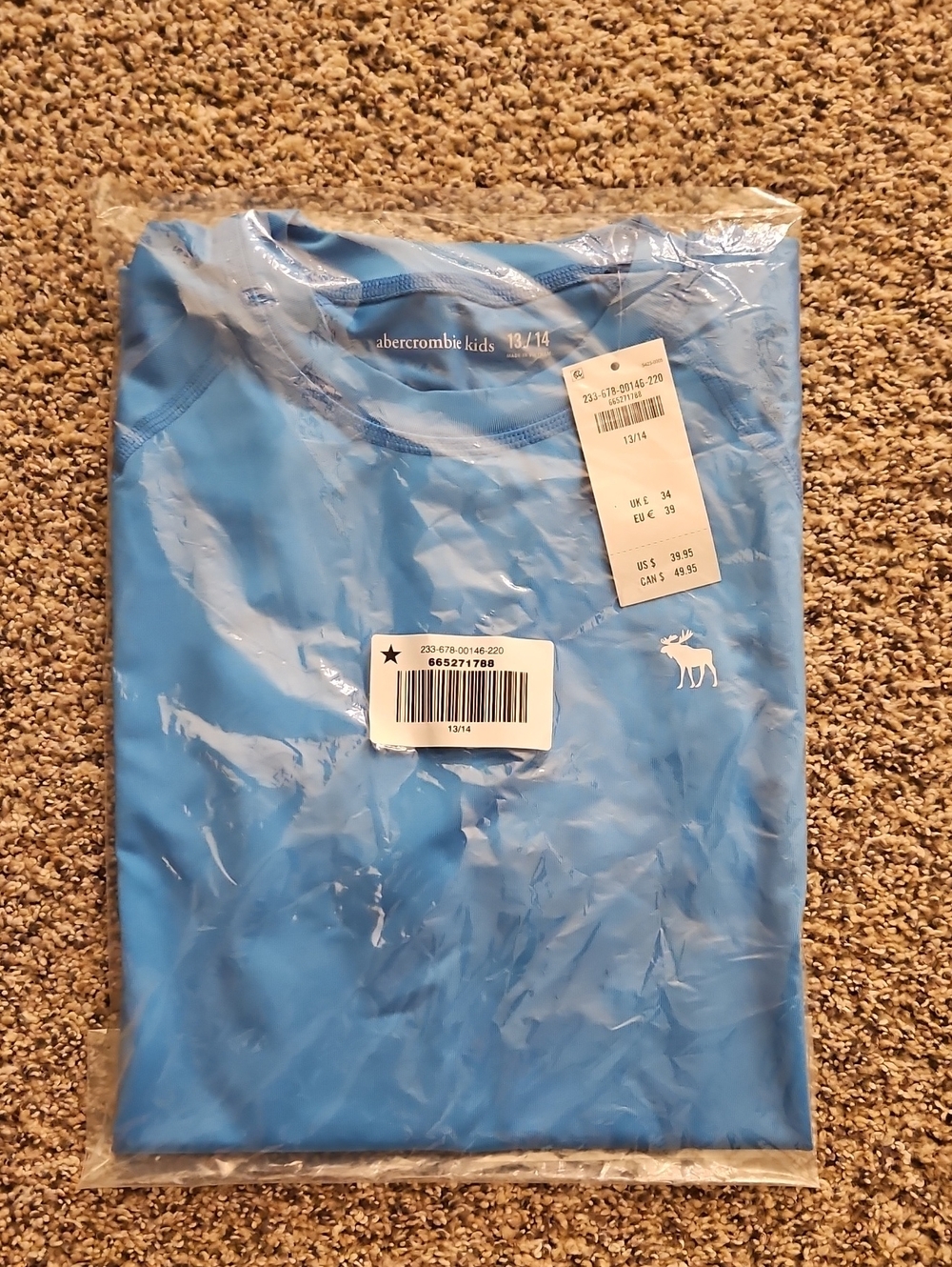 Abercrombie Kids Bright Blue Short Sleeve Swim Shirt
